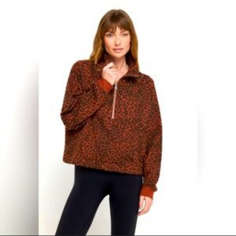 Spiritual Gangster Shay Half-Zip Pullover in the Animal Print